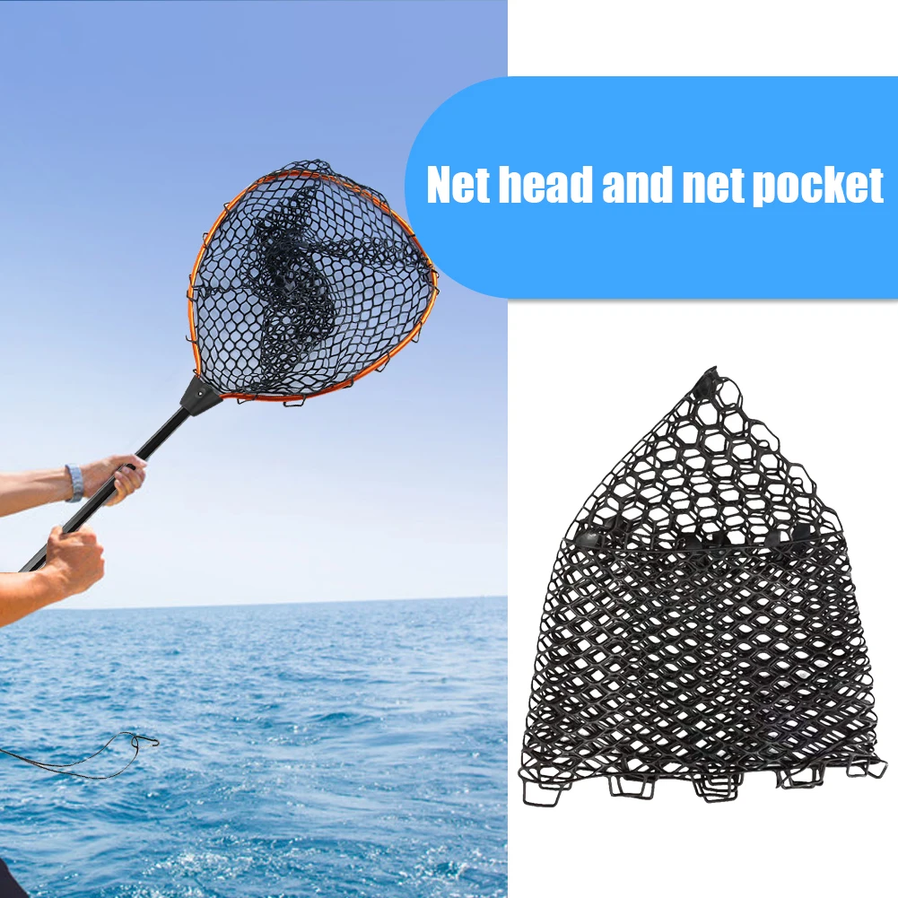 32/44/55cm Collapsible Fishing Nets Rubber Fishing Tools Mesh Hole Fish  Catch Release Casting Network Trap Landing Dip Net