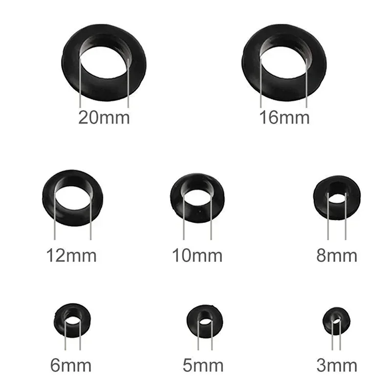 Rubber Seal Ring Oil Sealing Grommet Gasket 3/5/6/8/10/12/16/20mm 200pcs for Protect Wire Cable Hole Protection Ring Shim Washer rubber grommets ring rubber seal ring