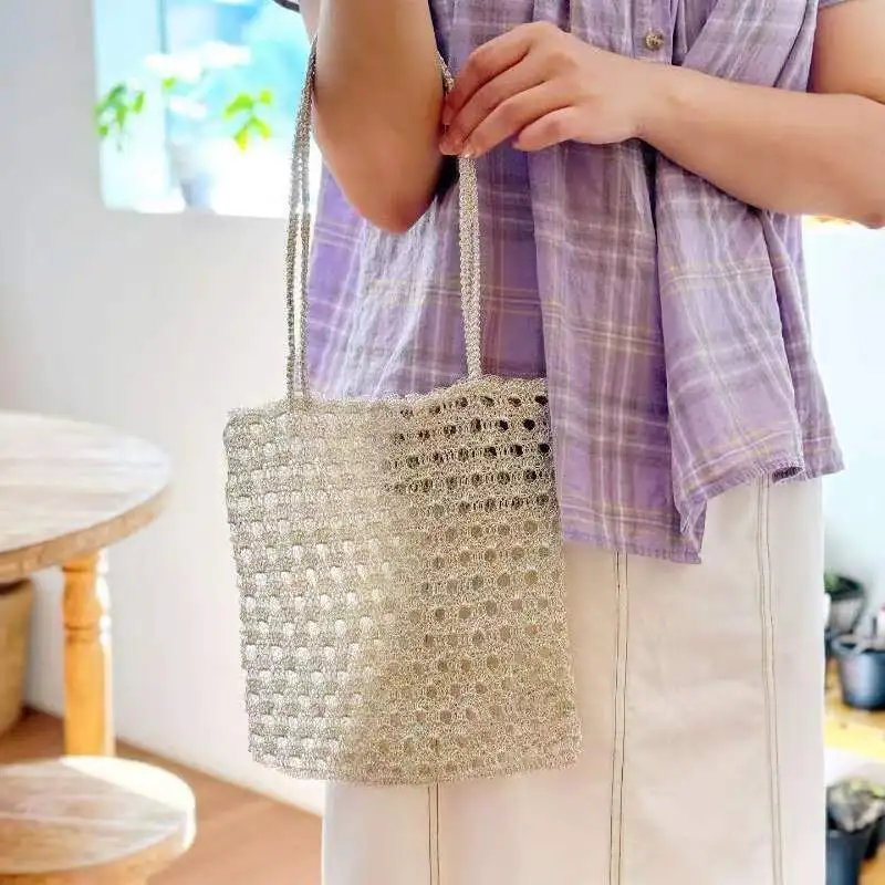 Featured Woven Yarn Silver Core Yarn Feve Same Style Sparkling Silver Thread DIY Hand Crochet Bag Fancy Wire Yarn for Crochet 2