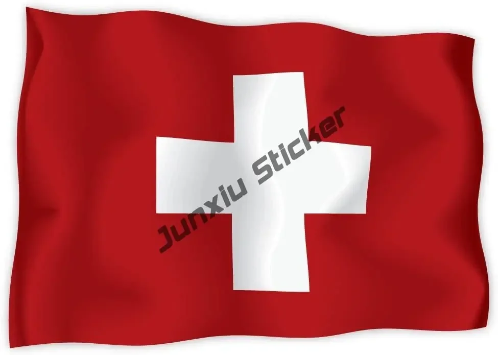 Switzerland Swiss Flag Chrome Car Emblem - 1.9x2.35 Inch 3D Chrome Decal For Cars & Vehicles