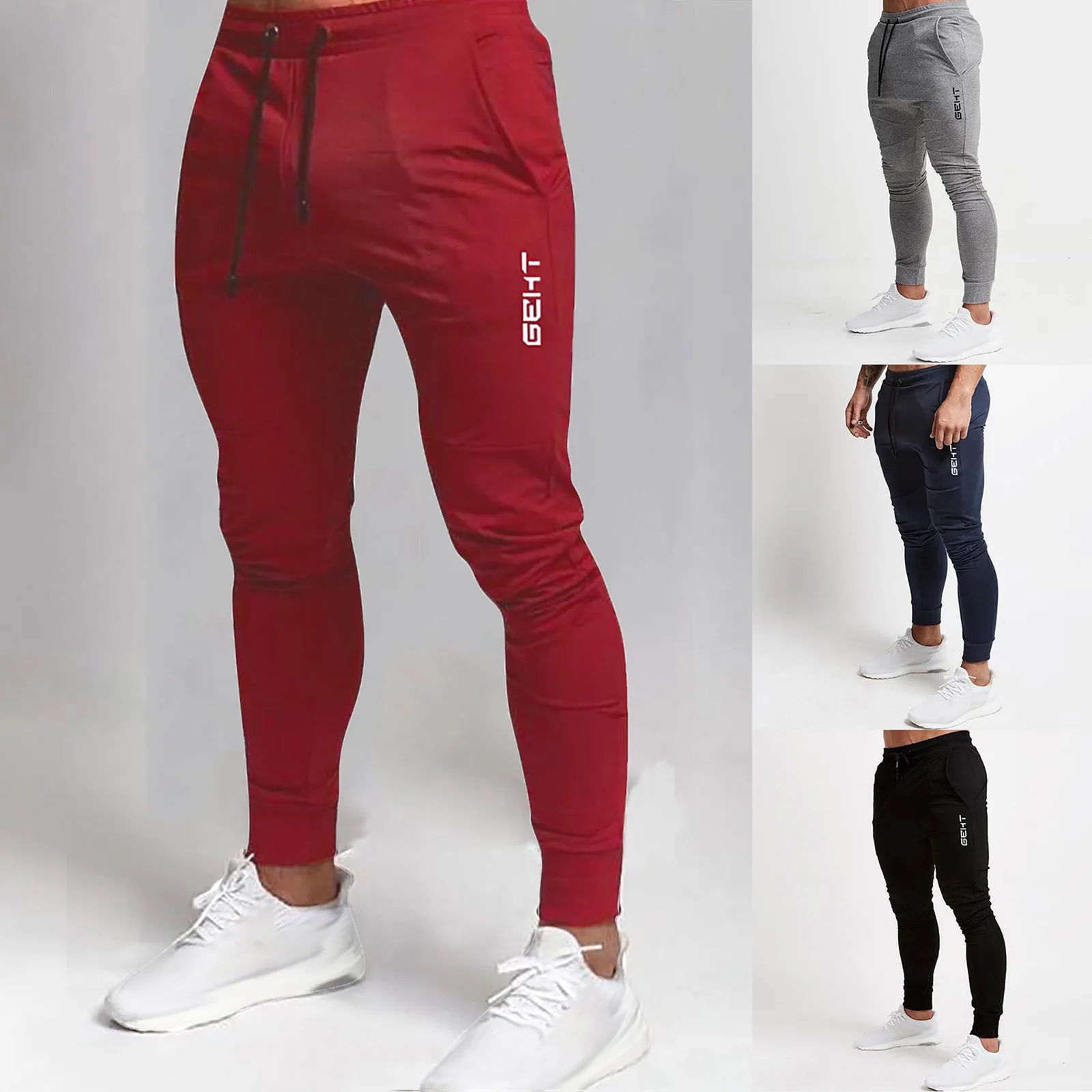 

2023 модные мужские Штаны для спортзала, джоггеры, повседневные длинные брюки для фитнеса, мужские облегающие тренировочные брюки, спортивный костюм для бега, хлопковые брюки