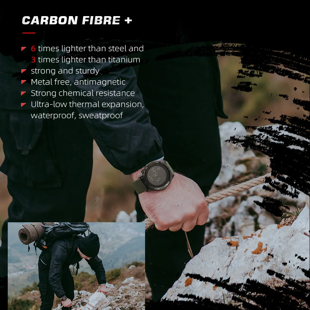 NORTH EDGE Men's Waterproof Outdoor Sports Watch with Compass and Multi-Function Features