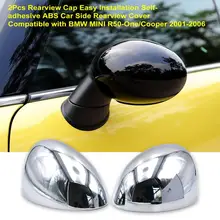 

2Pcs Rearview Cap Easy Installation Self-adhesive ABS Car Side Rearview Cover for BMW MINI R50-One/Cooper 2001-2006