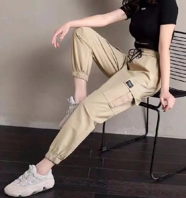

Women High Waist Harem Pants Elastic Waist Straight Work Wear Pants