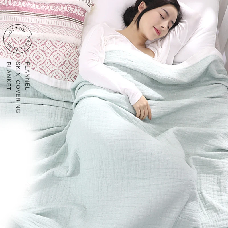 Promotion 100% Cotton Muslin Blanket 4 Layers Bed Cover Blankets For Beds Sofa Bedspread Travel Soft Home | Дом и сад