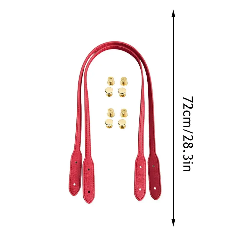 2PCS Pu Handles For Women's Bags DIY Handmade Shoulder Bag Strap With Silver Rivets Handbag Handles Replacement Bag Accessories
