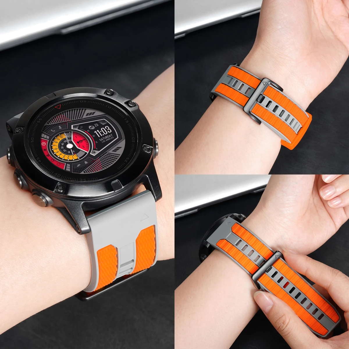 Premium Silicone Watchband - QuickFit 26mm/22mm Strap