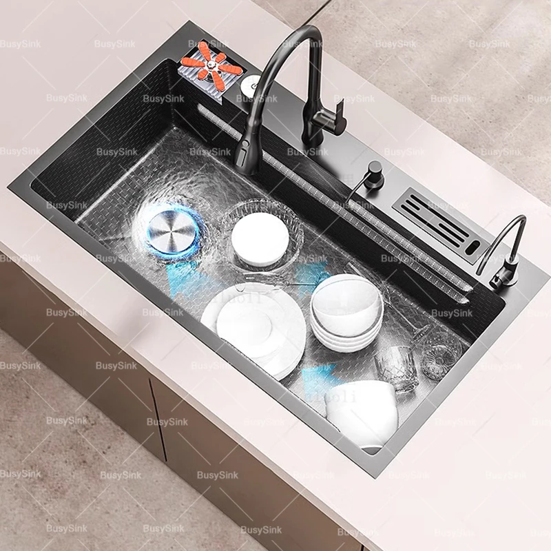 Stainless Steel Kitchen Sink Embossed Large Single Slot Cup Washer  Undermount Sink Left Side Drainage For Kitchen 3