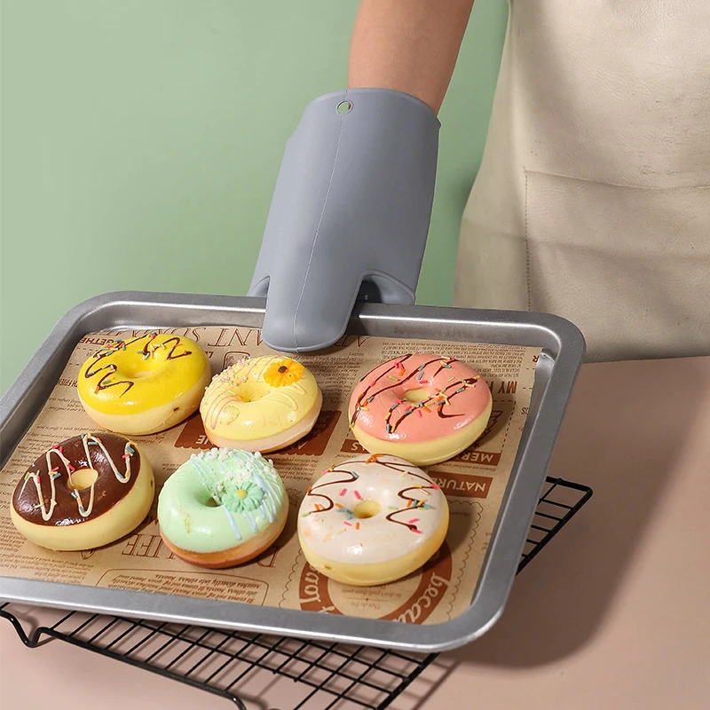 1/2Pcs Long Thickened Oven Gloves Heat Resistant Microwave Glove BBQ Baking Hot Pot Silicone Mitts Cooking Pinch Mitts Potholder