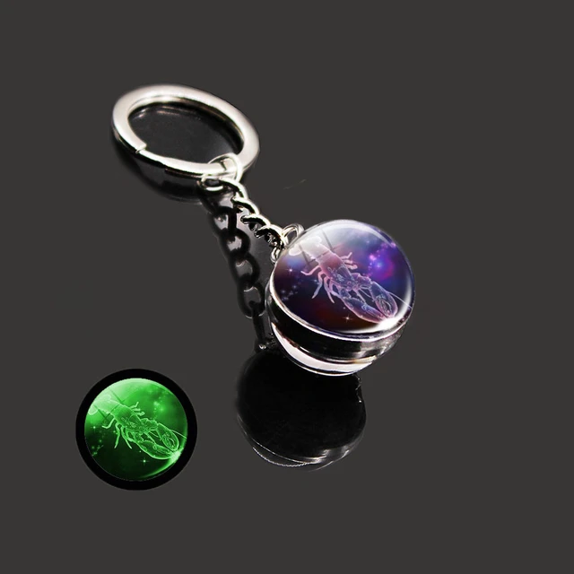 Glow In The Dark Zodiac 12 Constellation Keychain Creative Galaxy