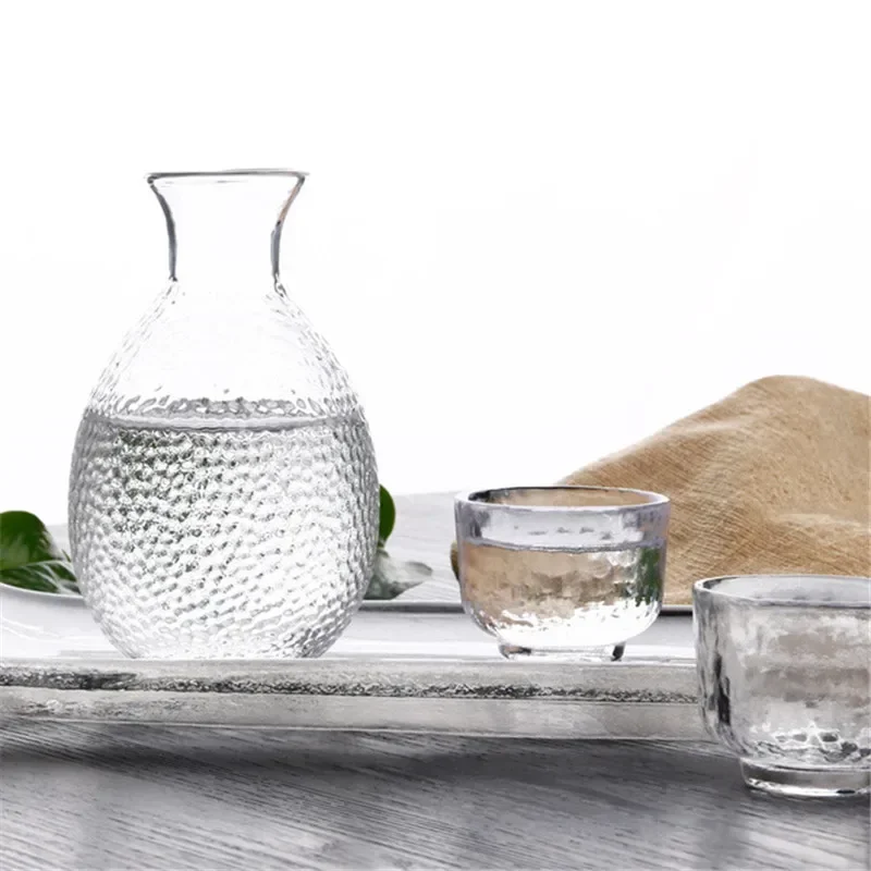 Japanese Sake Pot Set Golden Edge Glass Sake Bottle Set Rice Wine Vodka Wine Cup Flasks Liquor Glasses Barware Wedding Gifts
