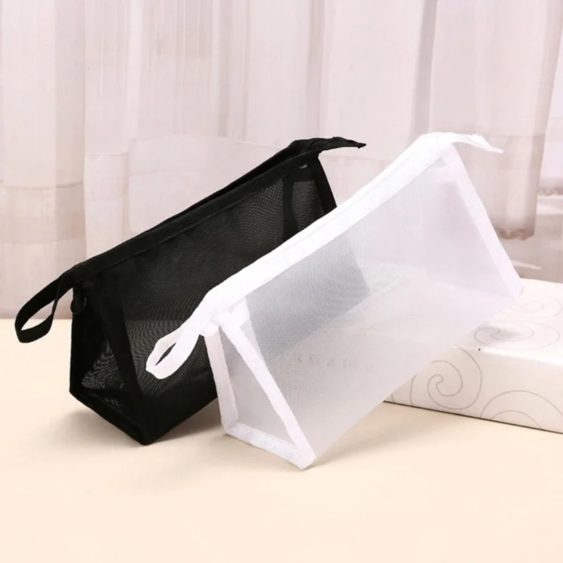

Large Capacity Pencil Bag Mesh Pencil Pouch Zipper Pen Case Standing Desk Pen Organizer, Cosmetic Organizer Makeup Bag