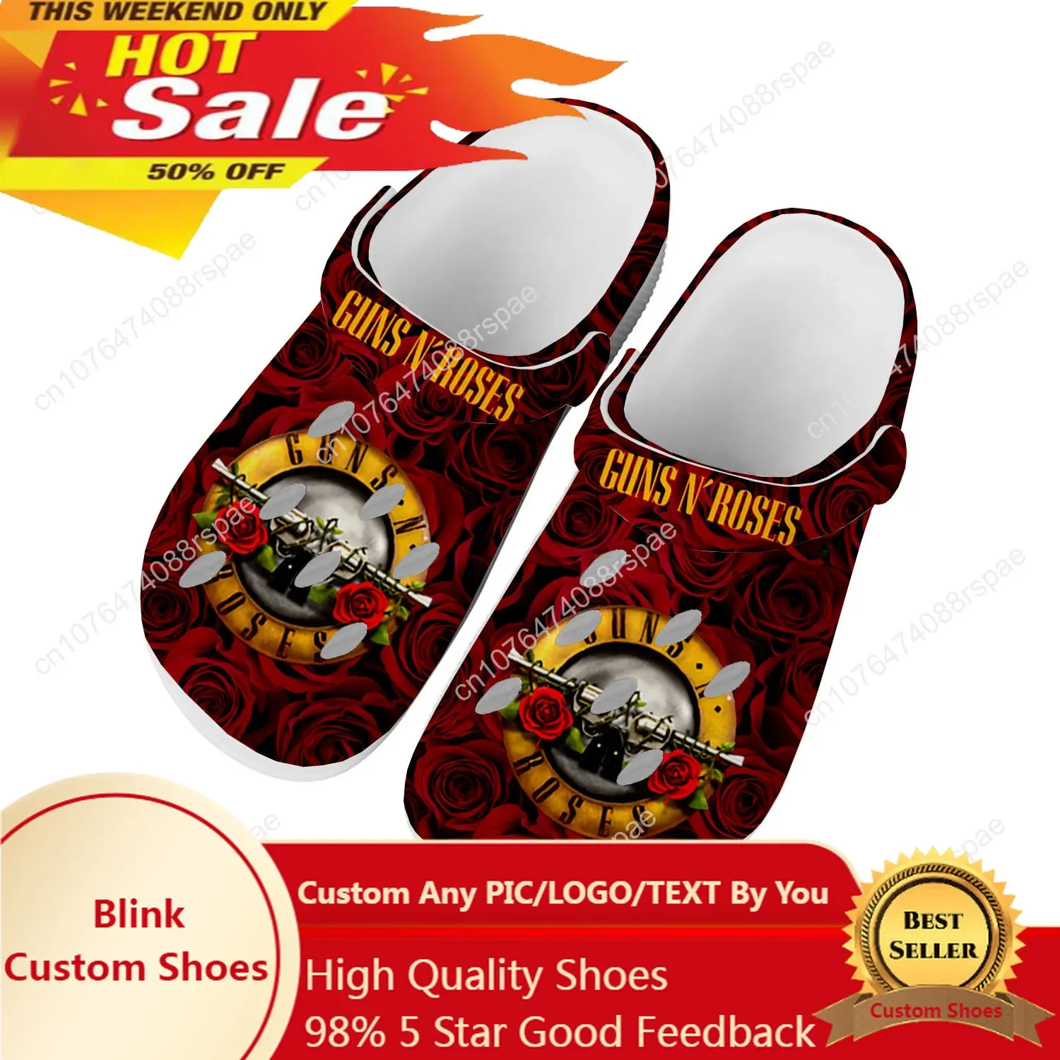 

Guns N Roses Heavy Metal Rock Band Home Clogs Custom Water Shoes Mens Womens Teenager Shoes Clog Breathable Beach Hole Slippers