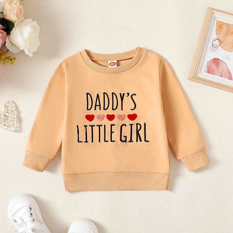 Description Picture 3 of itemToddler Girl Sweatshirts Long Sleeve Round Neck Letter Embroidery Pullovers Spring Tops