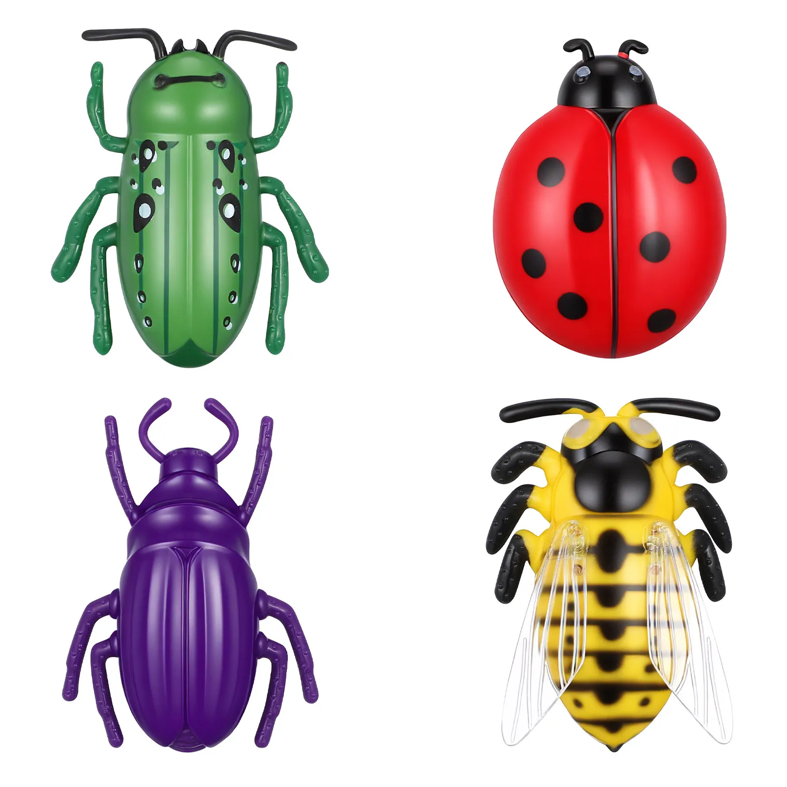 4개입 전동 움직이는 벌레 시뮬레이션 인터랙티브 자동 걷는 미니 애완 고양이 장난감 버튼 배터리 포함 고양이 장난감