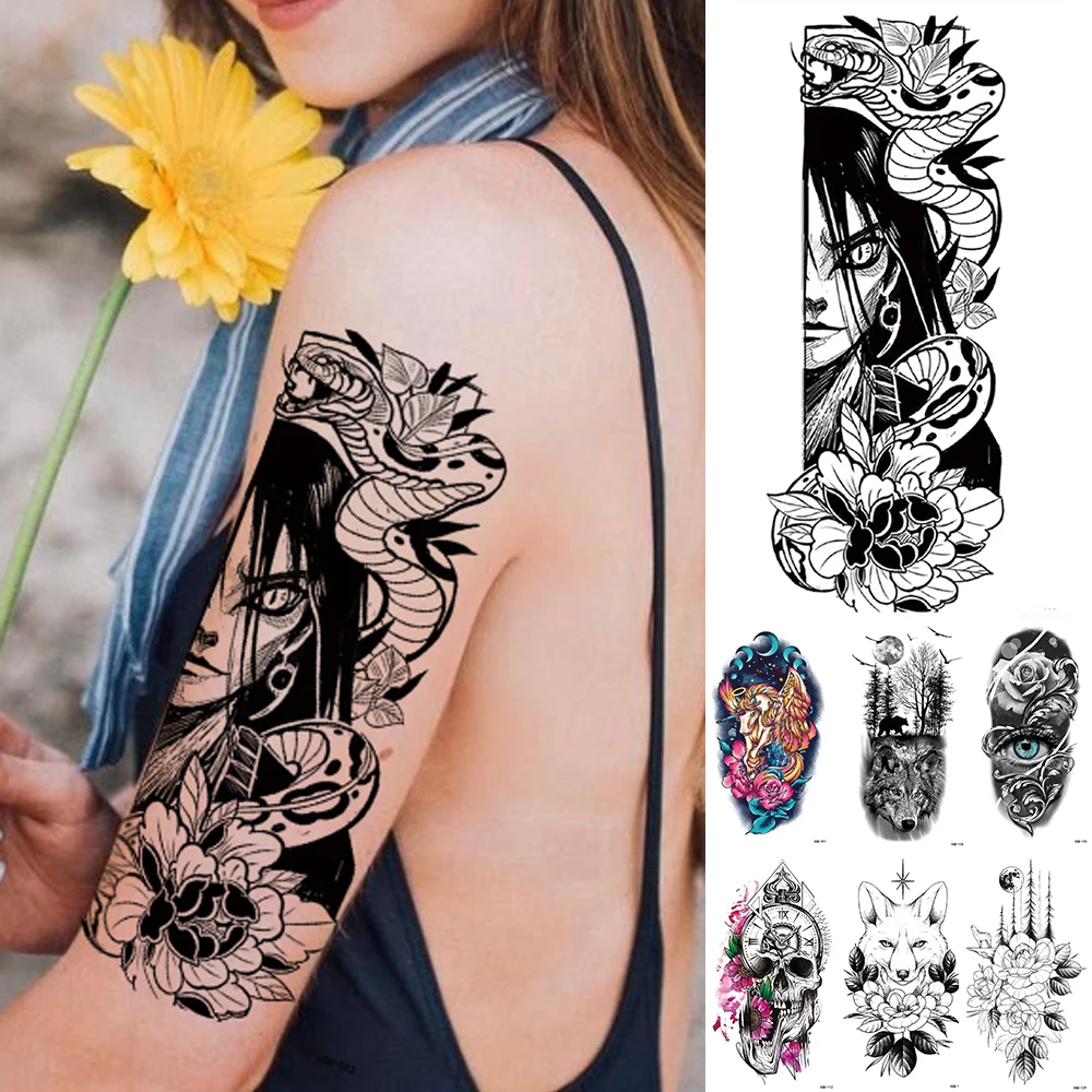 

Waterproof Temporary Tattoo Sticker Orochimaru Snake Flash Tattoos Old School Body Art Arm Fake Tatoo Women Men