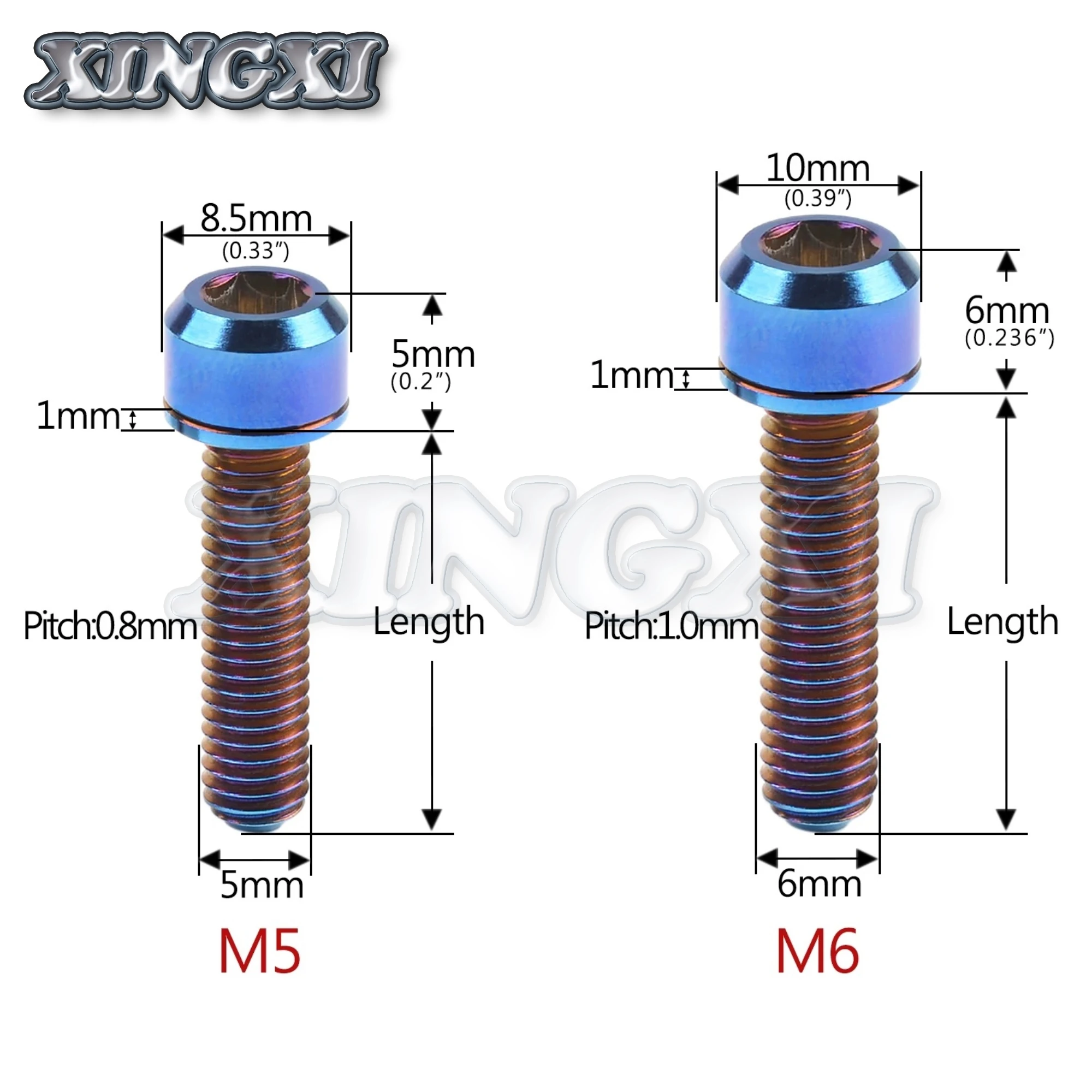 Titanium Bolts Xingxi M5/M6x16 18 20 25 30 35mm With Washer For Bicycle Srew Disc Brake Stem Clamp Bike Accessories Fasteners