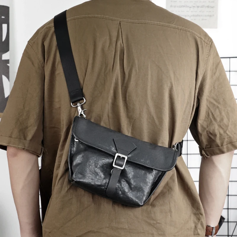 

Casual Men's Chest Bags Genuine Leather Crossbody Messenger Bag For Male Protable Travel Outdoor Shoulder Bag Chest Pack