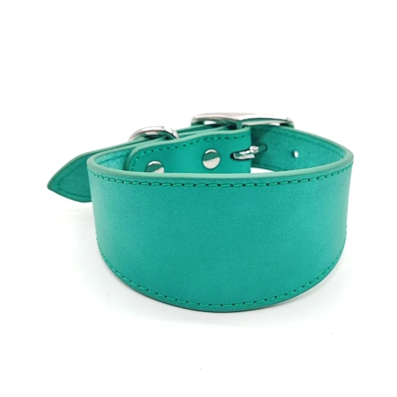 Luxurious Wide Padded Genuine Leather Dog Collar - Comfortable Pet Accessory