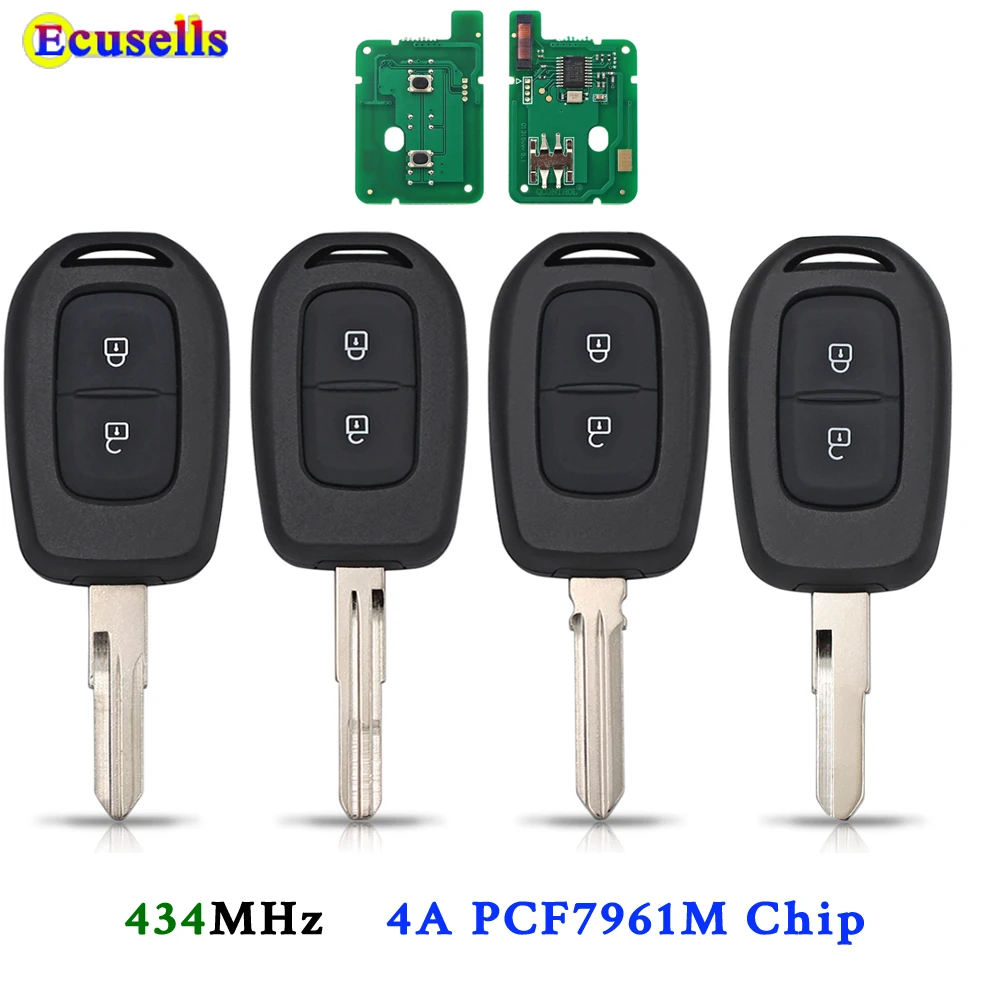 Ecusells Remote key 2 button 434MHZ with 4A PCF7961M chip for Renault Sandero Dacia Logan Lodgy Dokker Duster Kwid