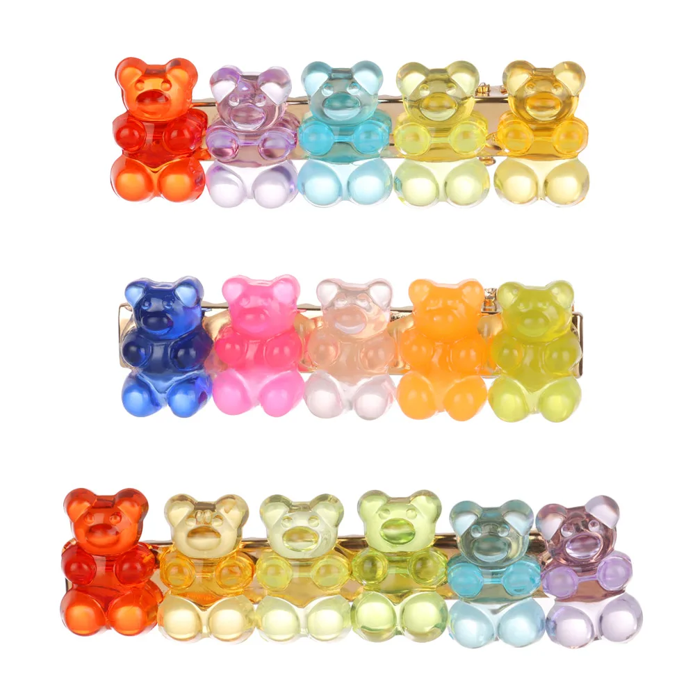 

New Jelly Bear Hairpin Fashion Cute Candy Color Barrette Colorful Hair Clip Gummy Headwear Girls Women Hair Accessories