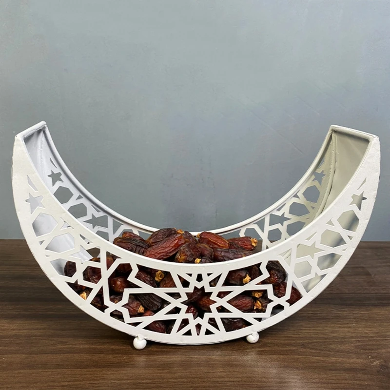 Eid Mubarak Moon Serving Tray Tableware Dessert Storage Container Ramadan Muslim Islamic Party Supply