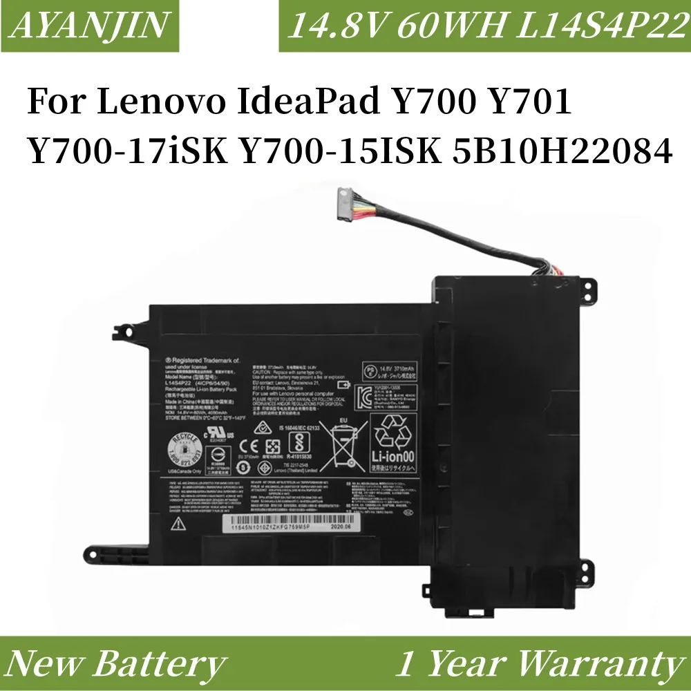 Bateria do Portátil para Lenovo Ideapad Y700 Y701 Y70017isk Y700-15isk Série 5b10h22084 L14s4p22 60wh L14m4p23 14.8v 4050mah