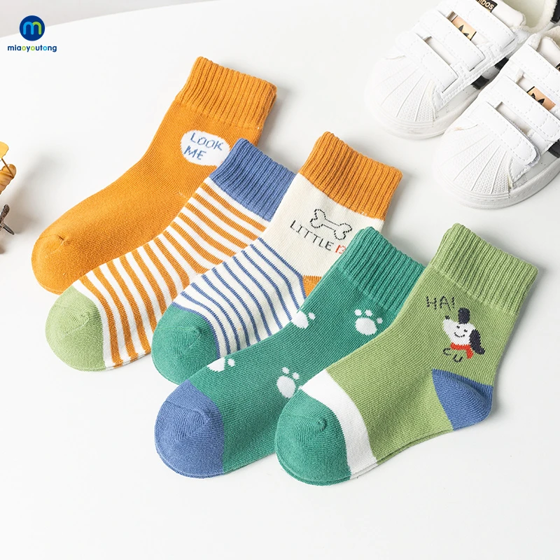 5 Pair/Lot Jacquard Cotton Kids Girl Christmas Socks