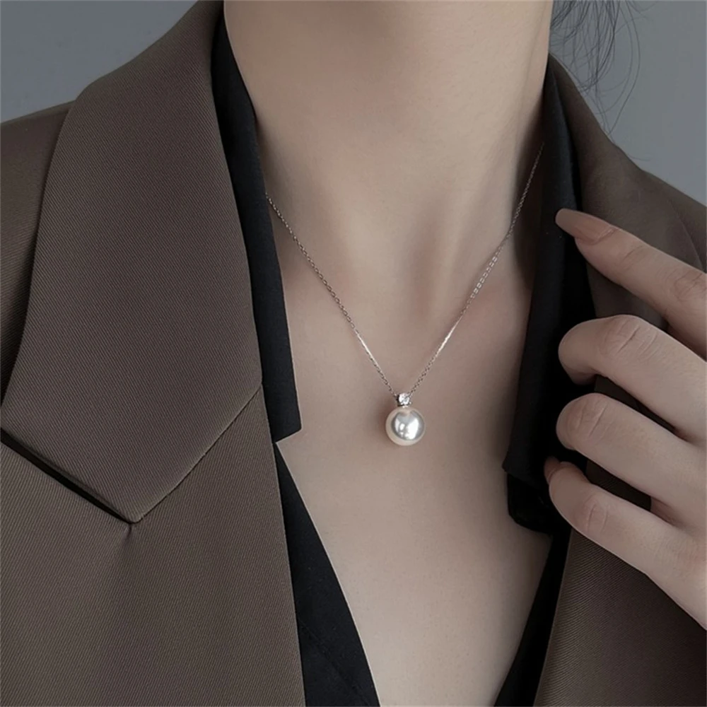 

Элегантное ожерелье с имитацией жемчуга, винтажное простое ожерелье с кулоном из белого жемчуга, женская свадебная мода 2024, ювелирные изделия до ключиц, подарки