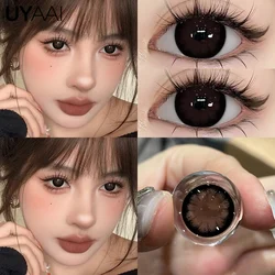 1 Pair Big Eye Colored Contact Lenses - Natural Brown & Korean Green Pupil Enhancement (Big eyes BLACK)