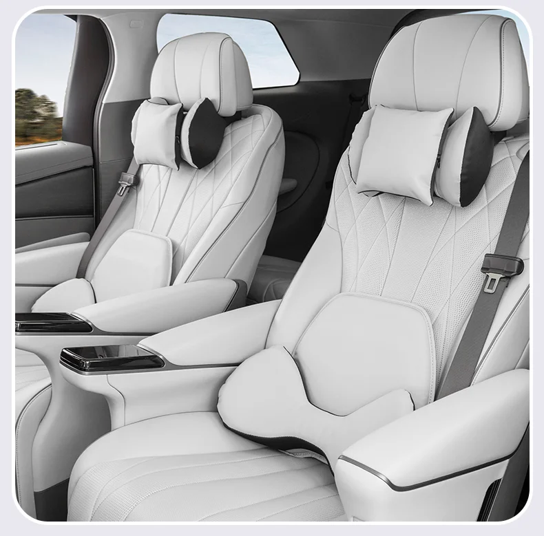 High quality car neck pillow headrest lumbar support leather material Comfort an