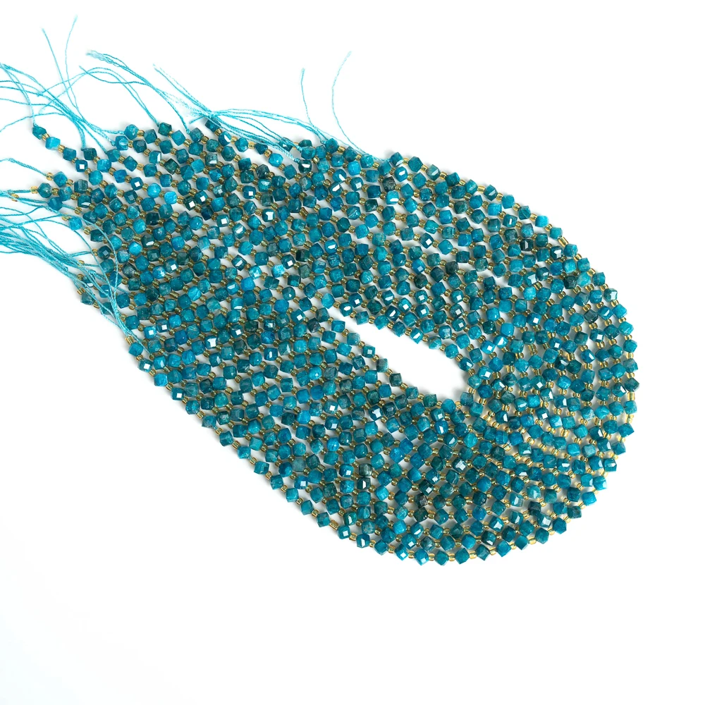 Natural Stones Beads Blue Apatite Beads Faceted Loose Semi Gemstone BeadsFor Jewelry Making DIY Necklace Bracelet 6/8MM