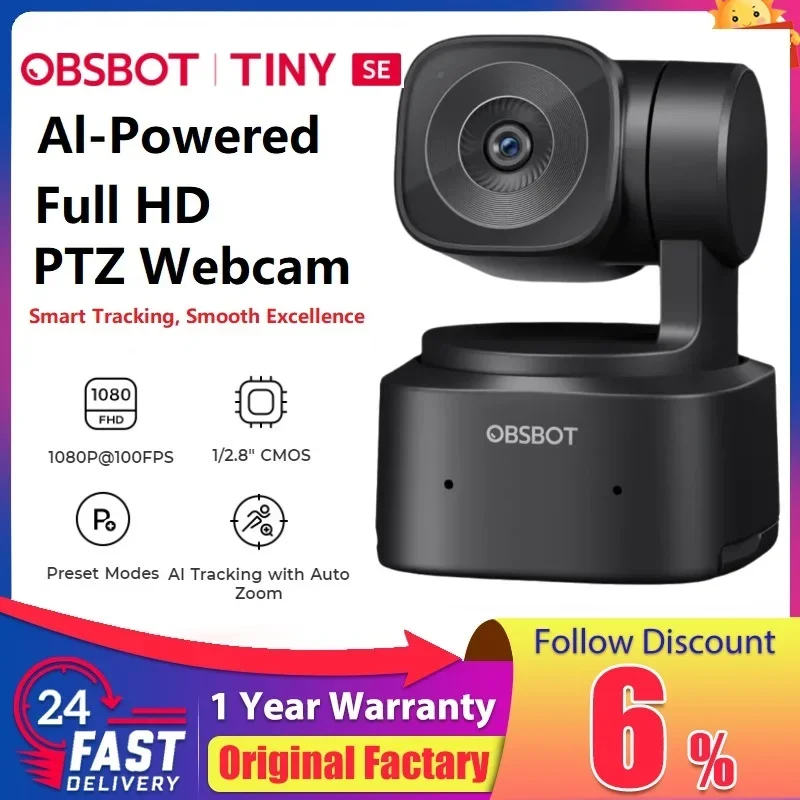 New OBSBOT TINY SE Al-Powered Full HD PTZ 1080P Webcam built-in microphone Zone Tracking