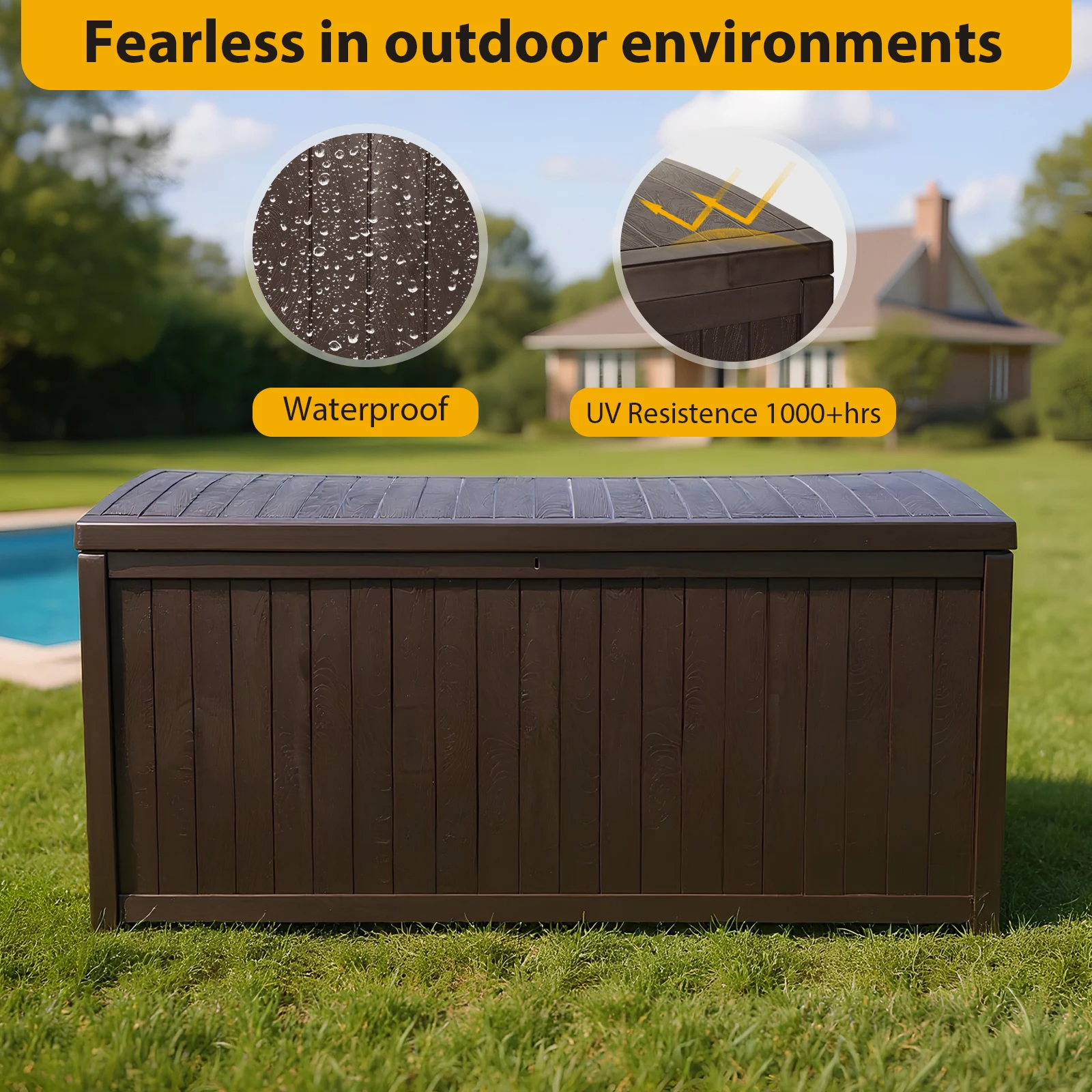 120 Gallon Waterproof  UV-Resistant Outdoor Storage Box,Resin Deck Box,Lockable Outside Storage Box Container for Patio Furniure