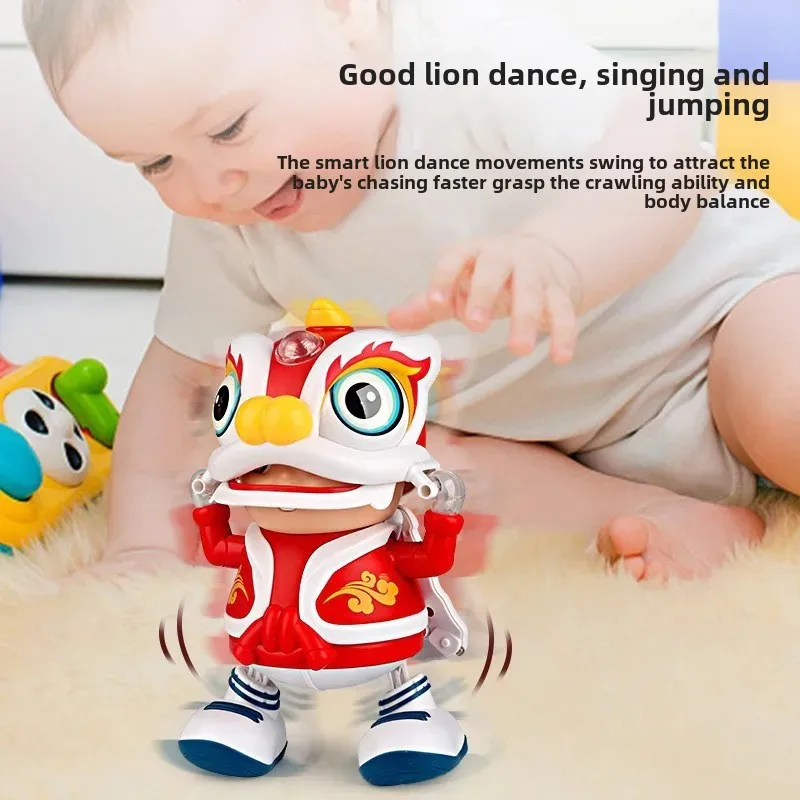 New Year Dragon Year Electric Dance Lion Robot Toy Music Light Trendy Swing Dance Lion For Boys Electric Plush Toys