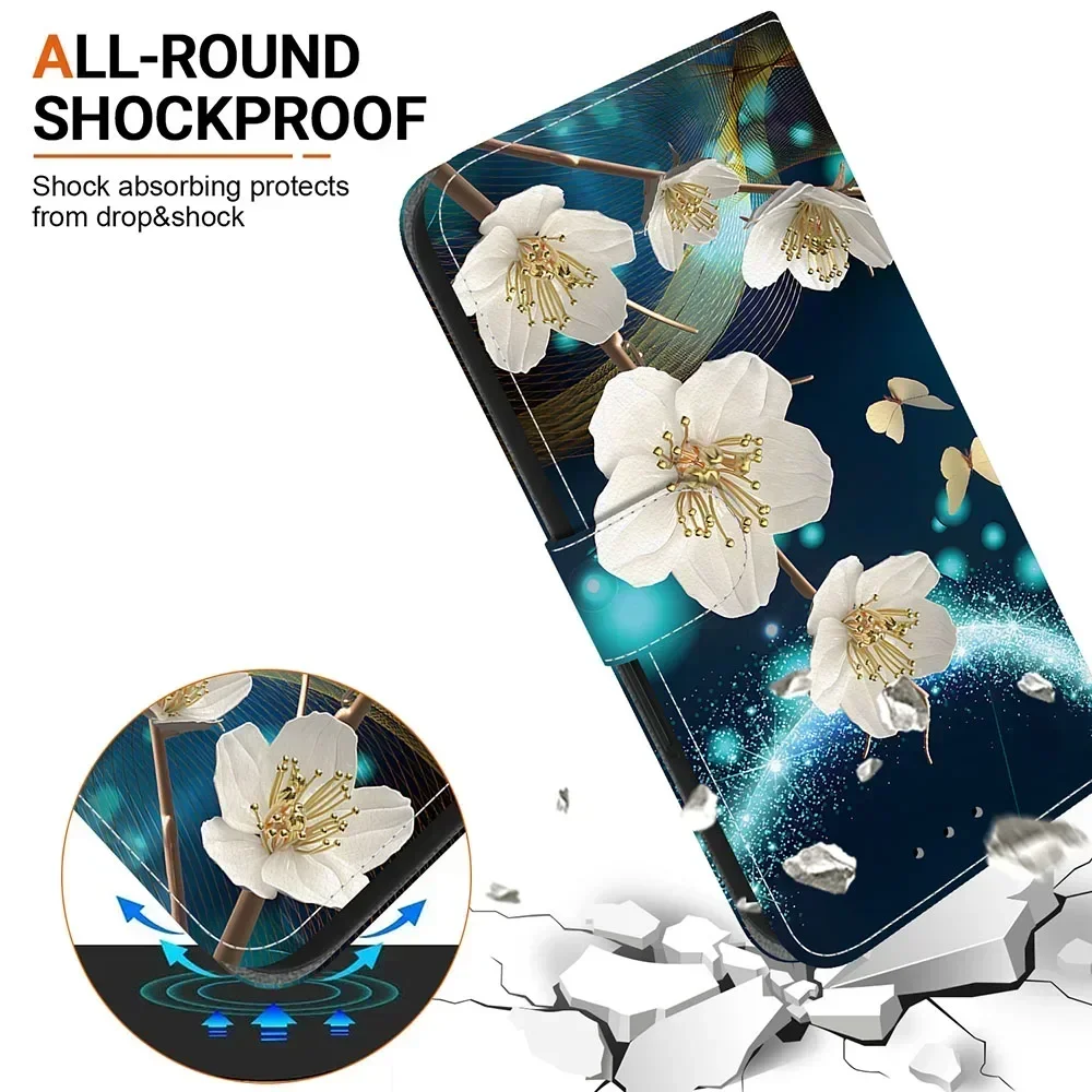 Elegant Butterfly Flower Pattern Leather Wallet Flip Case Phone Cover