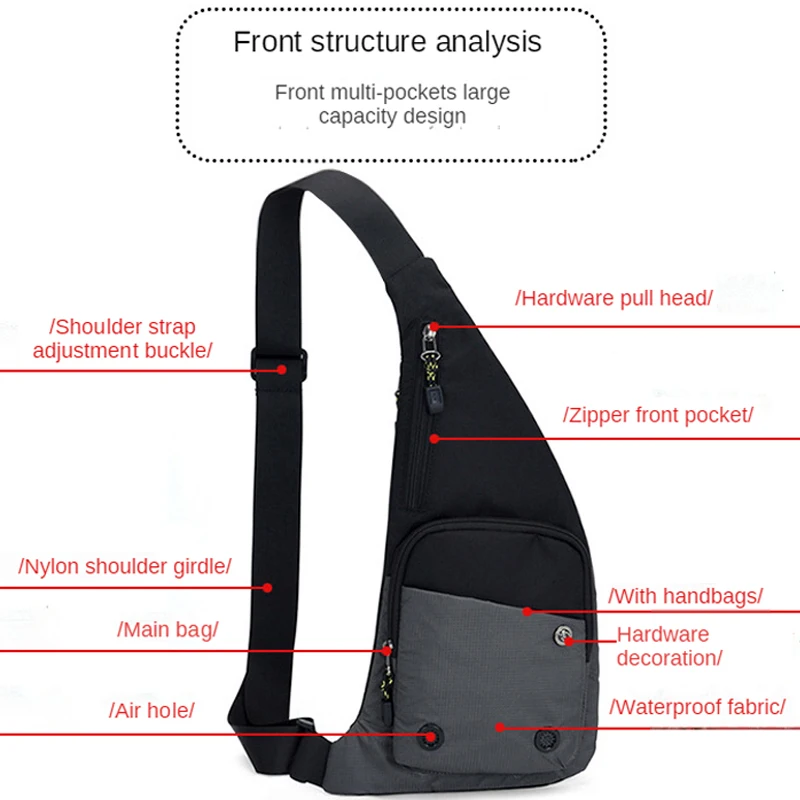 Nuova borsa a tracolla Casual alla moda da uomo per il tempo libero sport da viaggio Outdoor Pack Messenger Crossbody Sling Chest Bag Pack per uomo donna