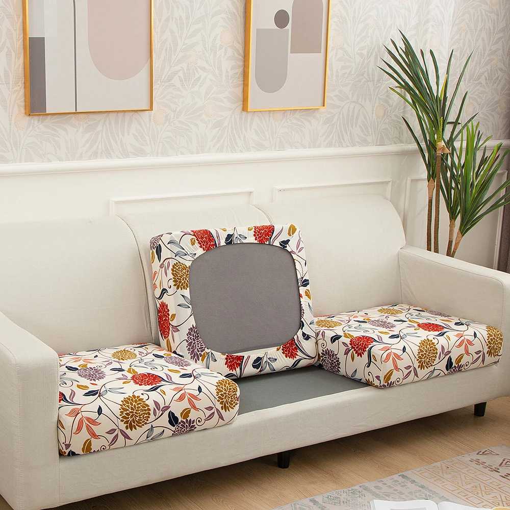 1/2/3/4 Seater Sofa Seat Cushion Cover for Living Room Pets Kids Furniture Printing Stretch Washable Removable Chair Seat Cover 2