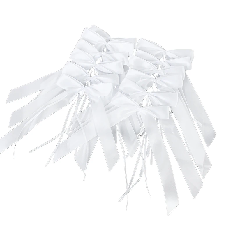 25/50 Stück weiße Champagner-Satin-Drehbänder-Schleifen, DIY-Bastelgeschenkverpackung, Hochzeitsauto-Dekoration, Bandschleifen für Hochzeitsfeier-Dekoration – Detail 4