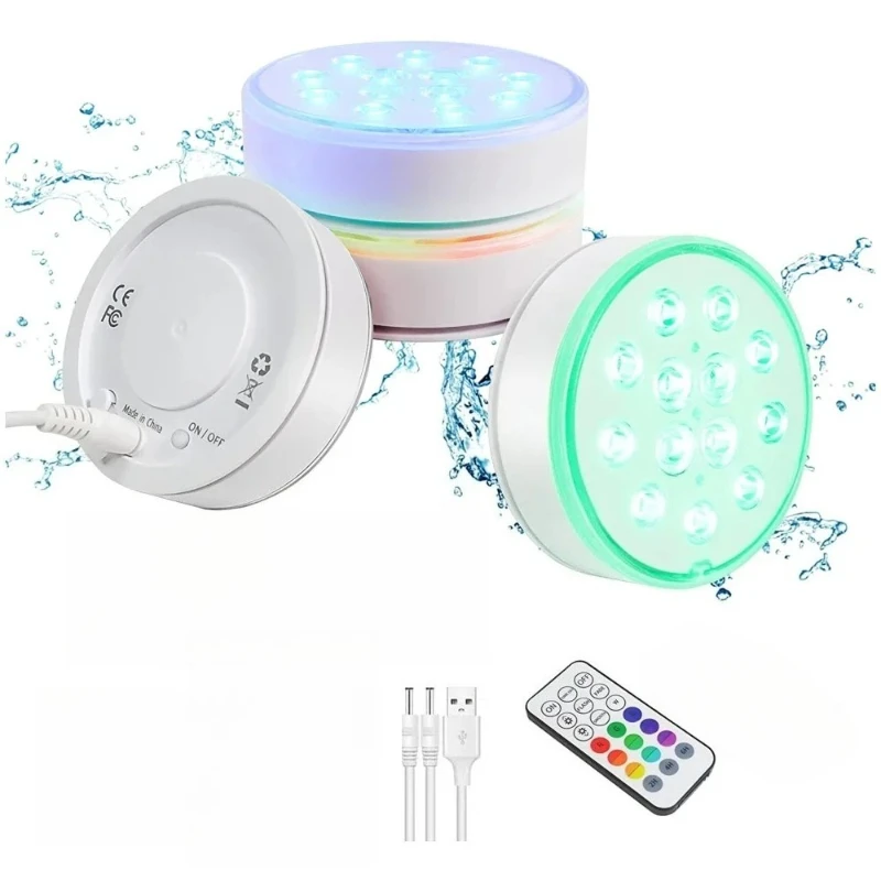 Submersible Light USB Pool Rechargeable LED With Remote RF IP68 Underwater Waterproof Pond For Inground Pool Decor