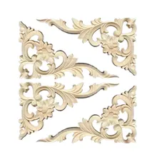 

4PCS 20-38cm Woodcarving Corner Decal 3D Wooden Lace Figurines Craft Appliques Frame Onlay Wall Door Furniture European Decor
