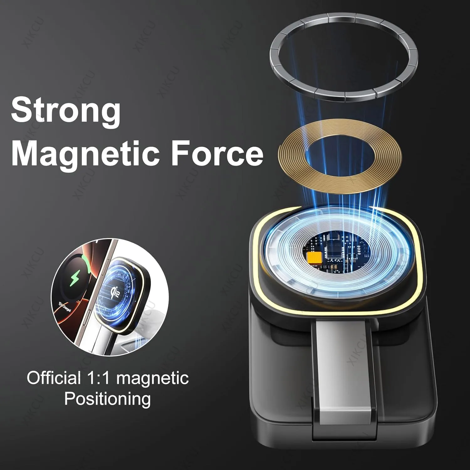 Qi2 3 in 1 Wireless Fast Charging Station Fold Phone Stand For Magsafe iPhone 17 16 Pro Max 15 14 13 12 Apple Watch AirPods Pro