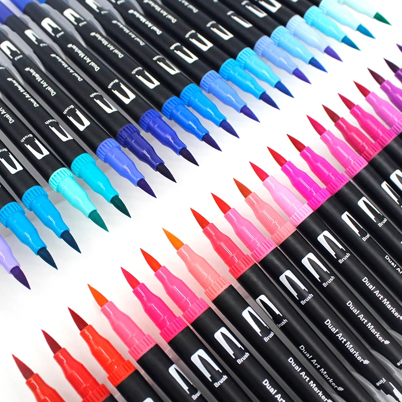24/60/100/132 Colors Brush Pen Watercolor Pens FineLiner Dual Tip Art Markers Pen For Drawing Painting Calligraphy Art Supplies permanent marker pen,white marker pens,marker pens,color marker pens,permanent markers,pen marker,paint marker pen,markers pen,marker pen,acrylic paint markers