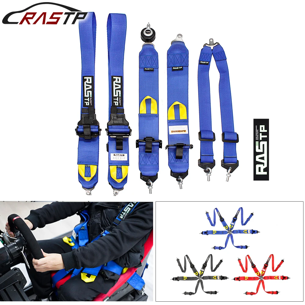 

RASTP-Universal Racing Car Safety Belt 6 Point Snap-In 2"/3" Sports Adjustable Seat Belt Harness Cam Lock Quick Release BAG060