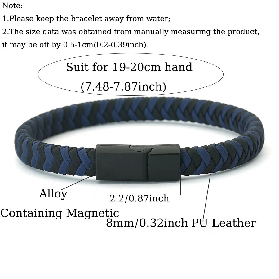 Handwoven Magnetic Buckle PU Leather Men's Bracelet - Adventure Riding Collection