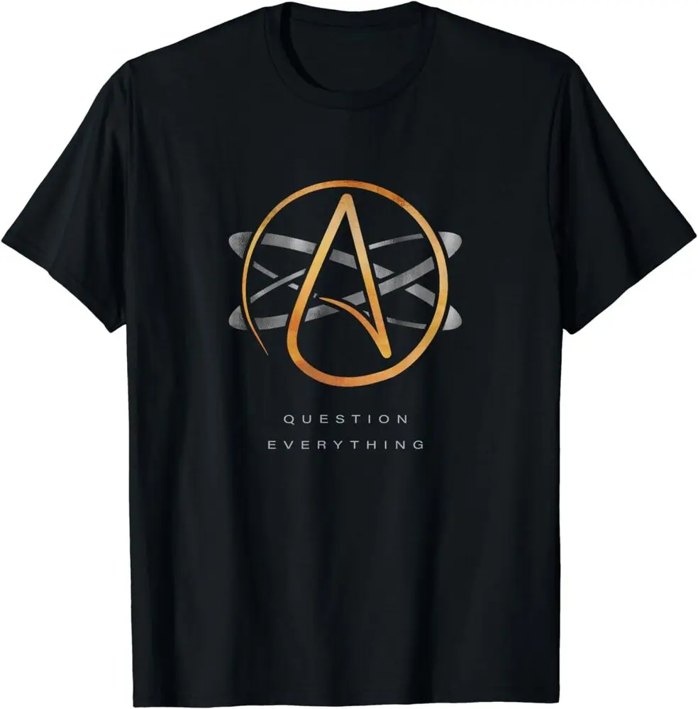 

Футболка Atheist с логотипом наука, символ Atom, вопрос все, футболка для мужчин, женская одежда, футболки с коротким рукавом, высокое качество, 100% хлопок