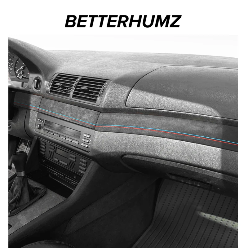 Car Interior Trim For BMW E39 Series 5 Made of Alcantara Car Interior Dashboard Panel Trim Strips Instrument Performance Stickers Accessories