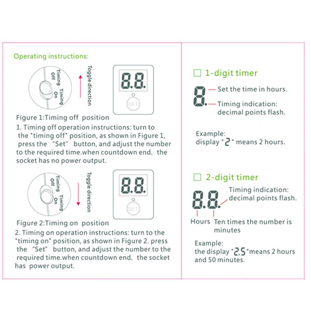 10A EU Plug Countdown Switch Two/One Digit Display Countdown Timer Time Control Telephone Battery Electric Vehicle Charging