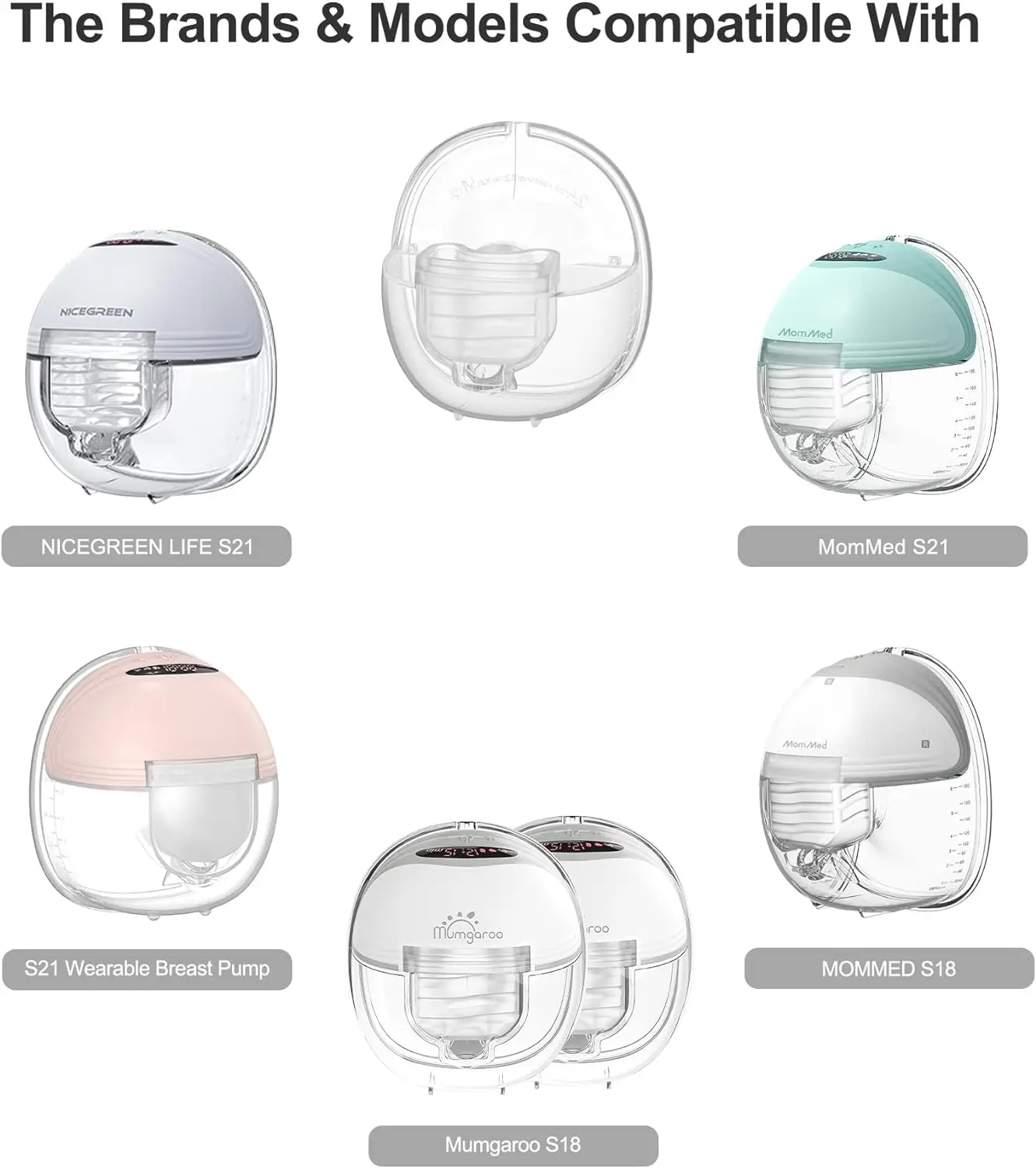 Wearable Breast Pump Accessories, Replacement Pump Parts Flange 24mm, Duckbill Valve, Silicone Diaphragm Compatible with S18 S21 4