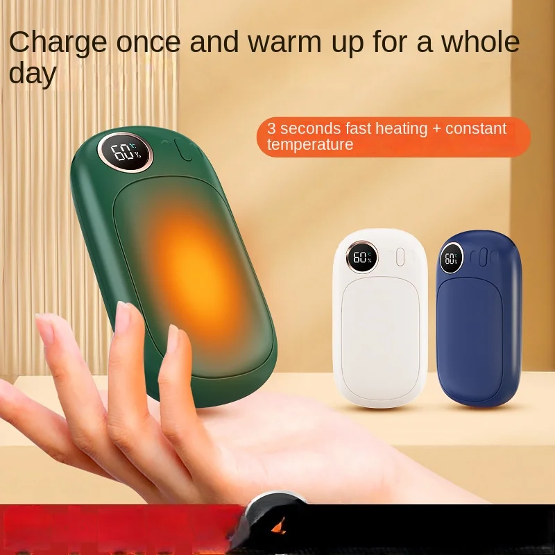 

Innovative USB Rechargeable Batteries Dual-function Hand Warmer Power Bank with Double-sided Heating and LCD Display